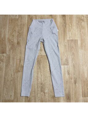 AS REVIVAL LEGGINGS TAN NEUTRAL CHEVRON POCKETS SIZE S HIGH RISE ALTAR'D STATE